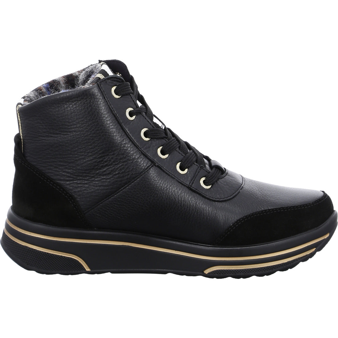 Ara 12-32499-01 Black, White & Gold High Top Sneakers/Ankle Boots