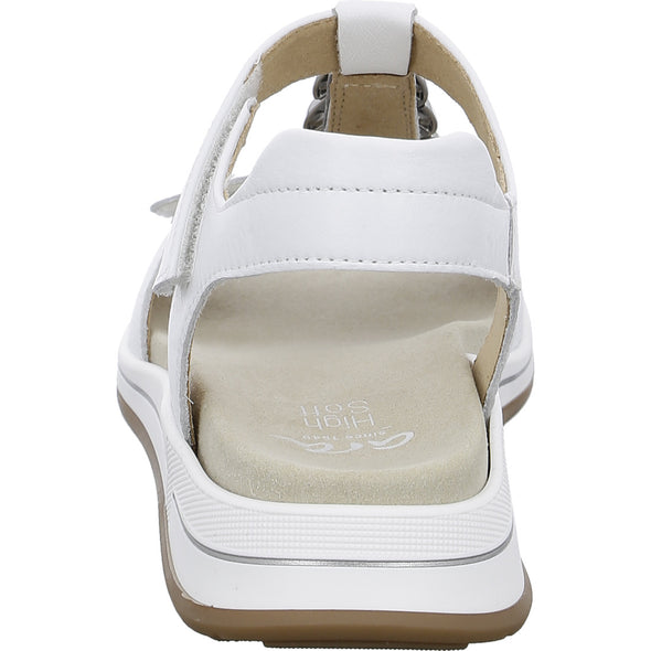 Ara 12-34826 75 White Silver Discs H Fit Velcro Sandals