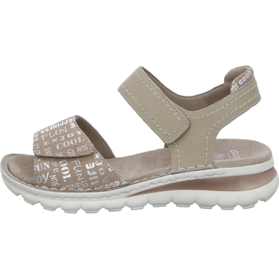 Ara 12-47209 08 G Fit Sand Beige Velcro Sandals with Slingback Strap