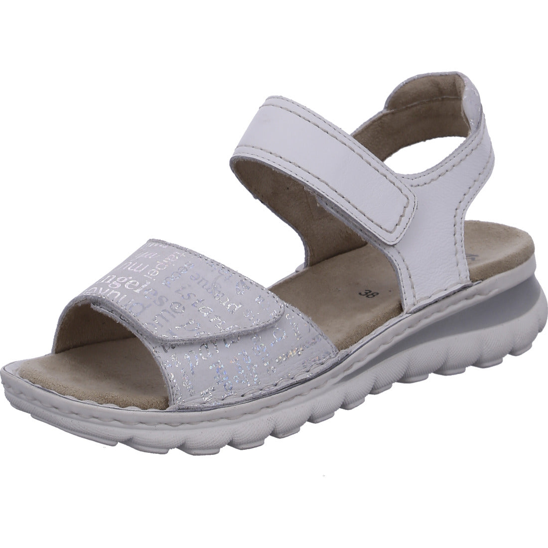 Ara 12-47209 67 G Fit White Velcro Sandals with Slingback Strap