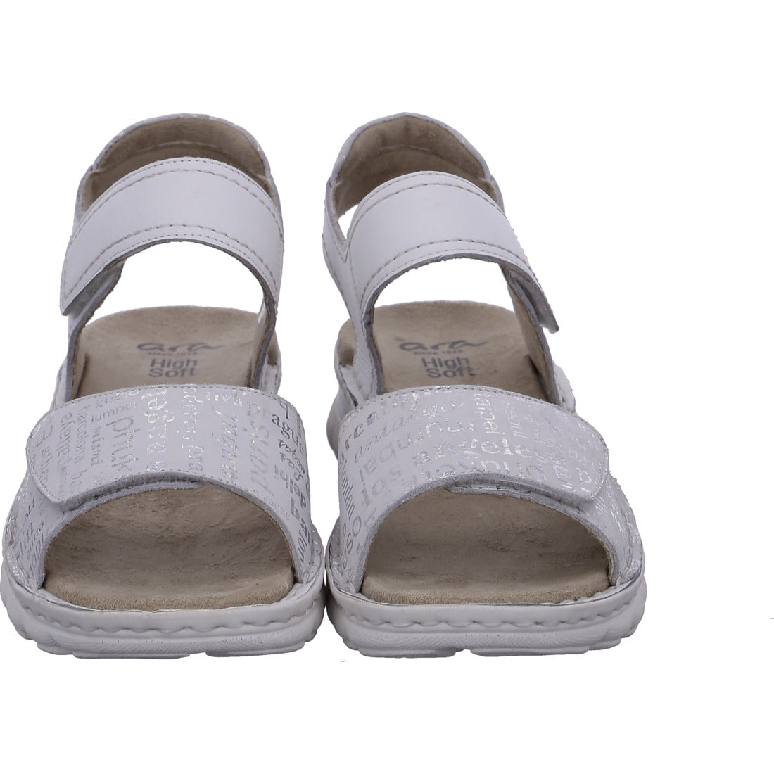 Ara 12-47209 67 G Fit White Velcro Sandals with Slingback Strap
