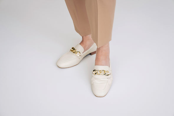 Ara 12-51203-09 Lyon Cream H Fit Loafers with Chain