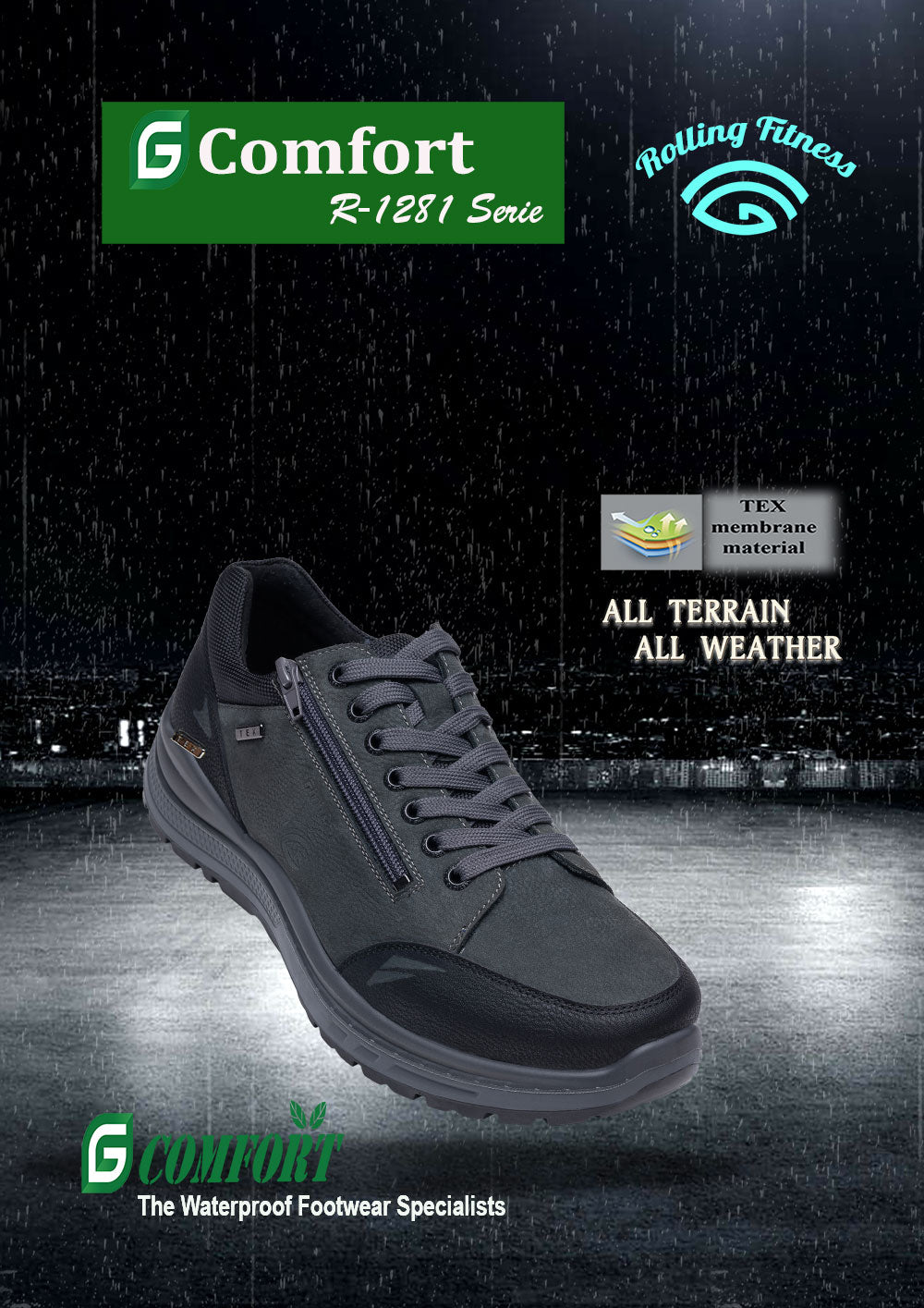 G Comfort R-1281LK Navy Blue Combi  Sneakers with Rolling Fitness
