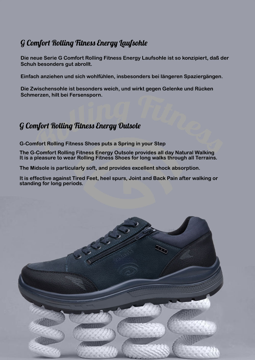 G Comfort R-1281LK Navy Blue Combi  Sneakers with Rolling Fitness