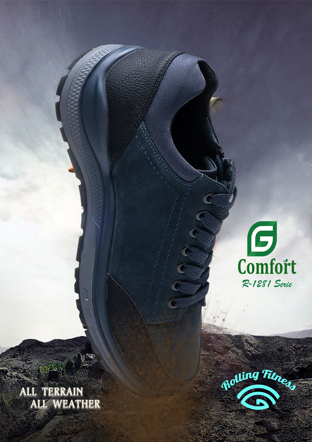 G Comfort R-1281LK Navy Blue Combi  Sneakers with Rolling Fitness