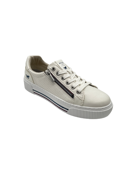 Mustang 1386-307-1 White Trainers with Zip