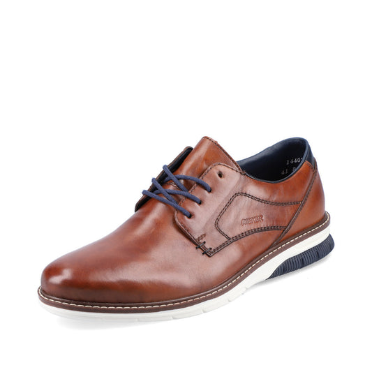 Rieker 14402-24 Tan Brown, Cream & Navy Lace Shoes