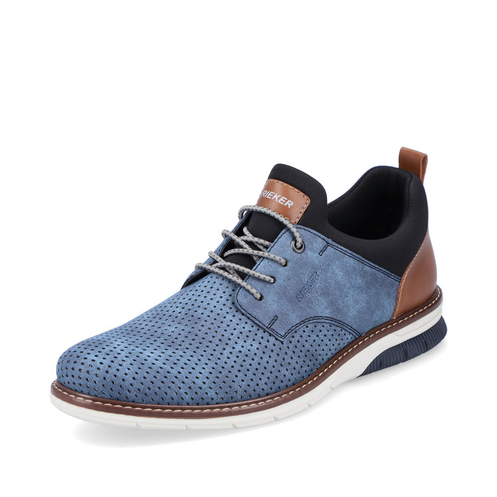 Rieker 14450-14 Denim Blue Pinhole & Black Combi Slip On Shoes