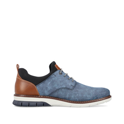 Rieker 14450-14 Denim Blue Pinhole & Black Combi Slip On Shoes