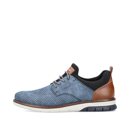Rieker 14450-14 Denim Blue Pinhole & Black Combi Slip On Shoes