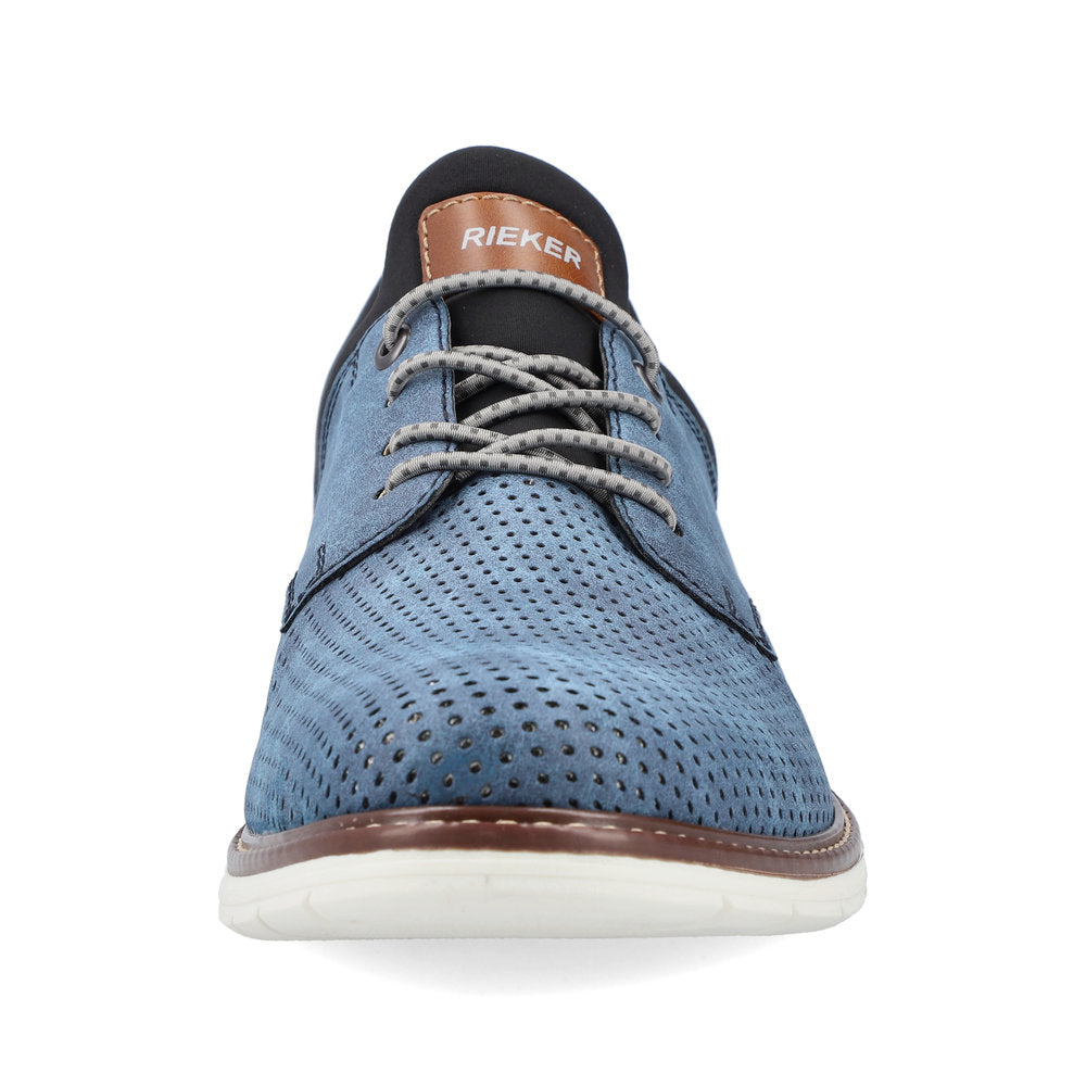Rieker 14450-14 Denim Blue Pinhole & Black Combi Slip On Shoes