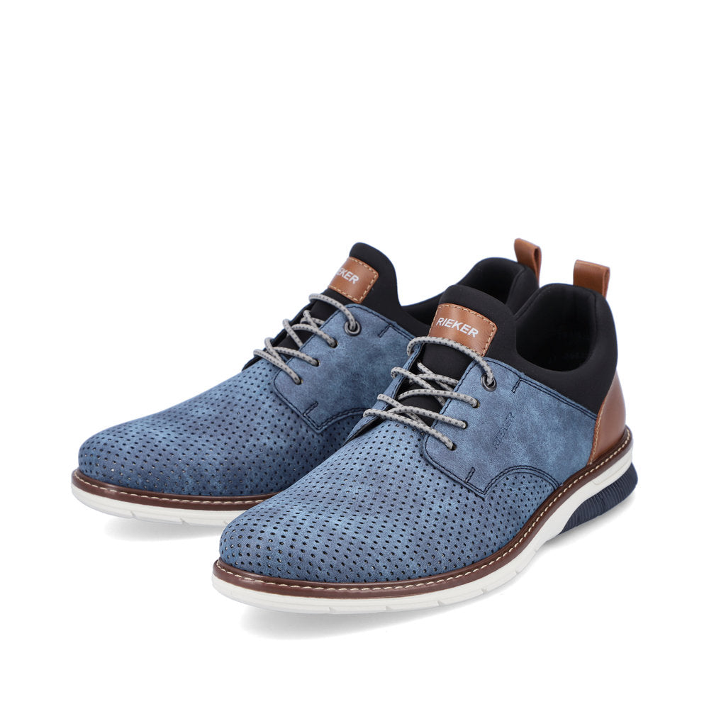 Rieker 14450-14 Denim Blue Pinhole & Black Combi Slip On Shoes