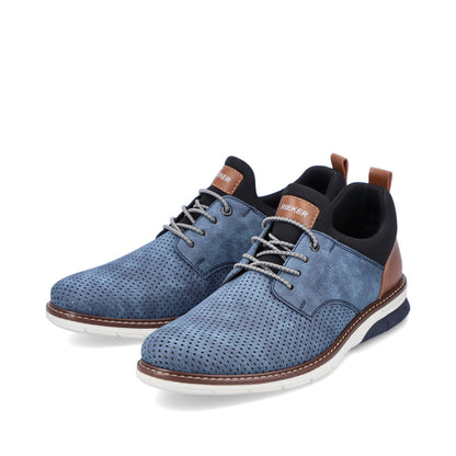 Rieker 14450-14 Denim Blue Pinhole & Black Combi Slip On Shoes
