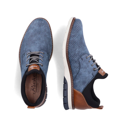 Rieker 14450-14 Denim Blue Pinhole & Black Combi Slip On Shoes