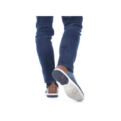 Rieker 14450-14 Denim Blue Pinhole & Black Combi Slip On Shoes