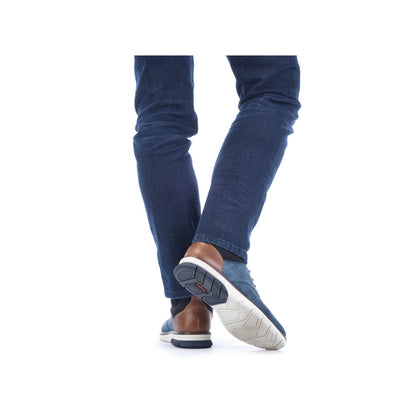 Rieker 14450-14 Denim Blue Pinhole & Black Combi Slip On Shoes