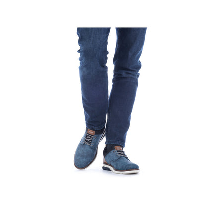 Rieker 14450-14 Denim Blue Pinhole & Black Combi Slip On Shoes