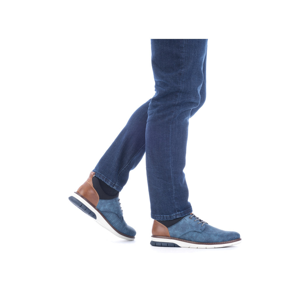 Rieker 14450-14 Denim Blue Pinhole & Black Combi Slip On Shoes
