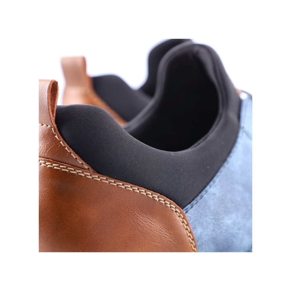 Rieker 14450-14 Denim Blue Pinhole & Black Combi Slip On Shoes