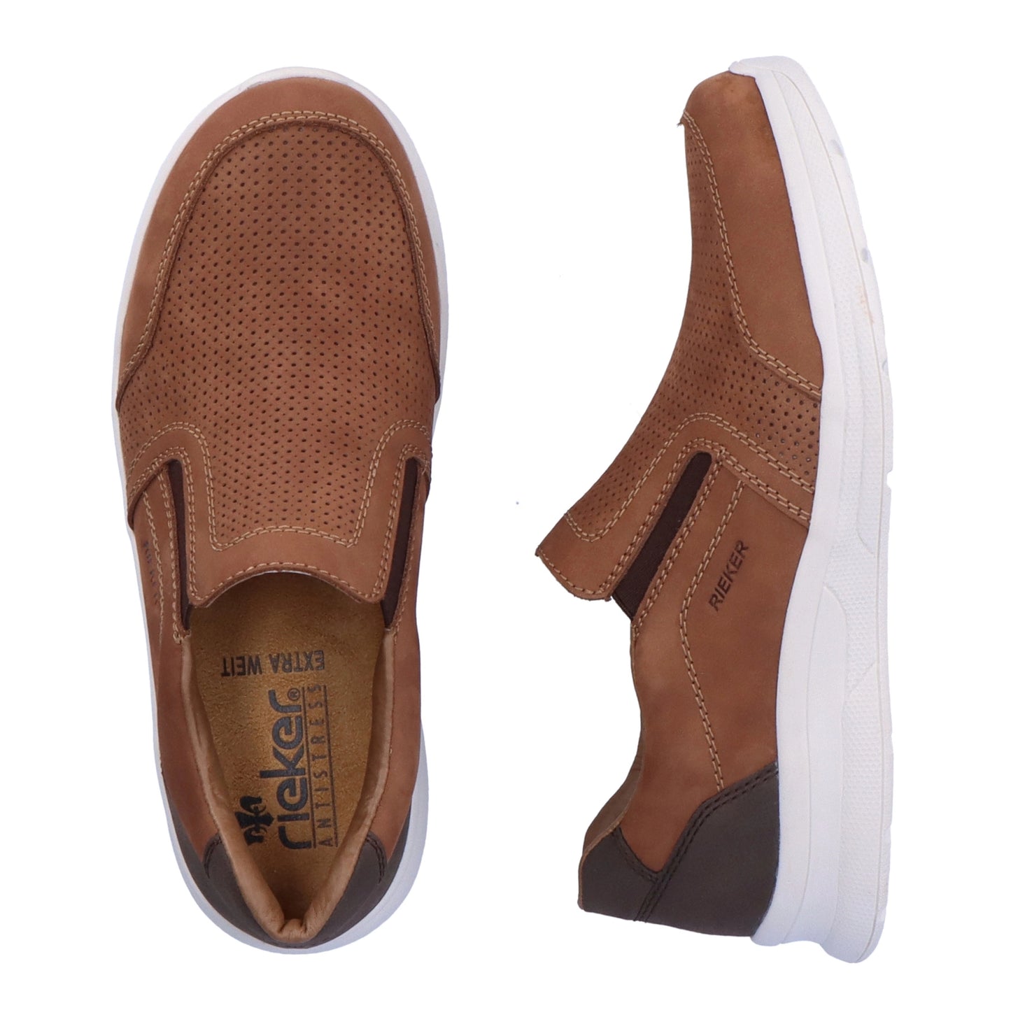 Rieker 14853-24 Tan Brown Pinhole Extra Width (H) Slip On Shoes