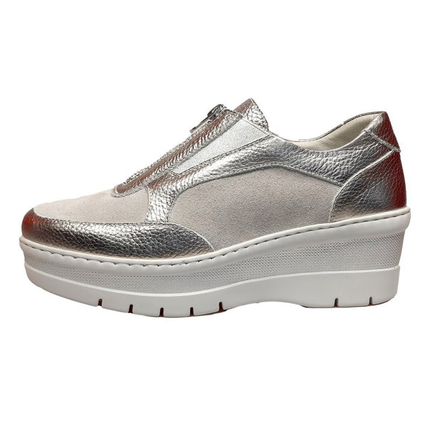 Notton 2157 223 Plata Silver Wedge Shoes with Middle Zip