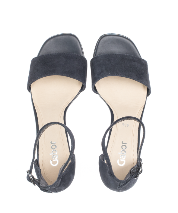 Gabor 21.790.17 Black Suede Heels with Open Toe & Ankle Strap