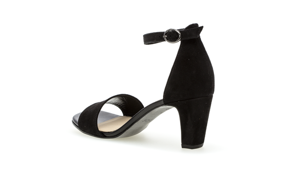Gabor 21.790.17 Black Suede Heels with Open Toe & Ankle Strap
