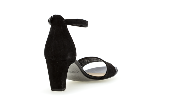 Gabor 21.790.17 Black Suede Heels with Open Toe & Ankle Strap