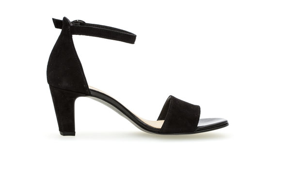 Gabor 21.790.17 Black Suede Heels with Open Toe & Ankle Strap