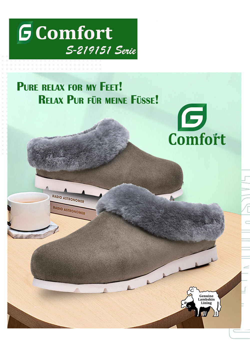 G Comfort S-21951 Green/Grey Slippers