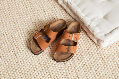 Birkenstock 1019042 Arizona SFB Nubuck Pecan Brown Sandals with Pin & Buckle