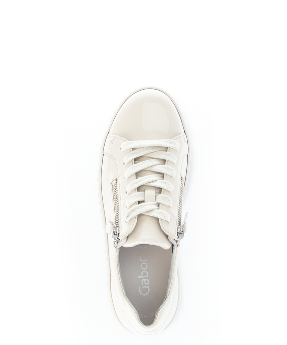 Gabor 23.200.91 Latte Cream Patent Sneakers with 2 Zips