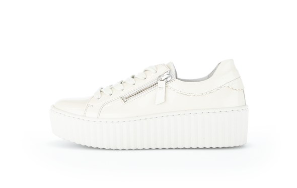 Gabor 23.200.91 Latte Cream Patent Sneakers with 2 Zips