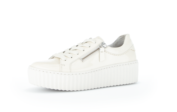 Gabor 23.200.91 Latte Cream Patent Sneakers with 2 Zips