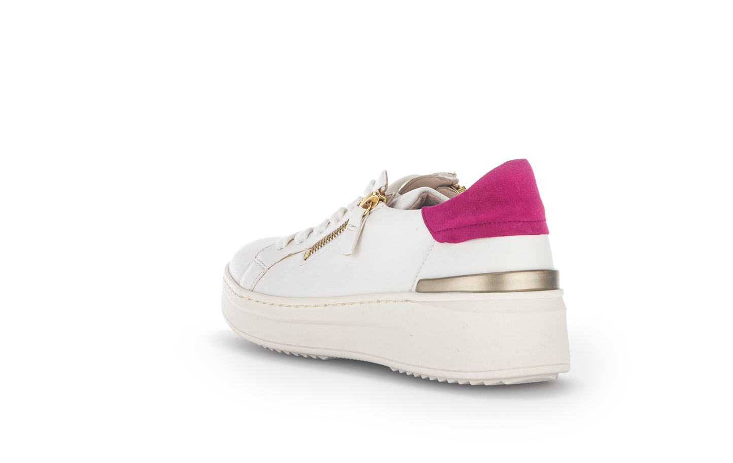Gabor 23.280.20 White & Pink Sneakers with Gold Zip