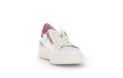 Gabor 23.280.20 White & Pink Sneakers with Gold Zip
