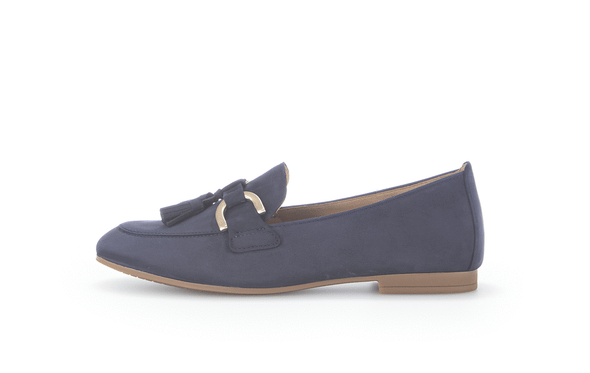 Gabor 25.212.16 Navy Blue Slip On Loafers with Gold Detail