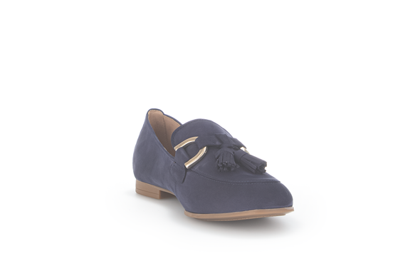 Gabor 25.212.16 Navy Blue Slip On Loafers with Gold Detail
