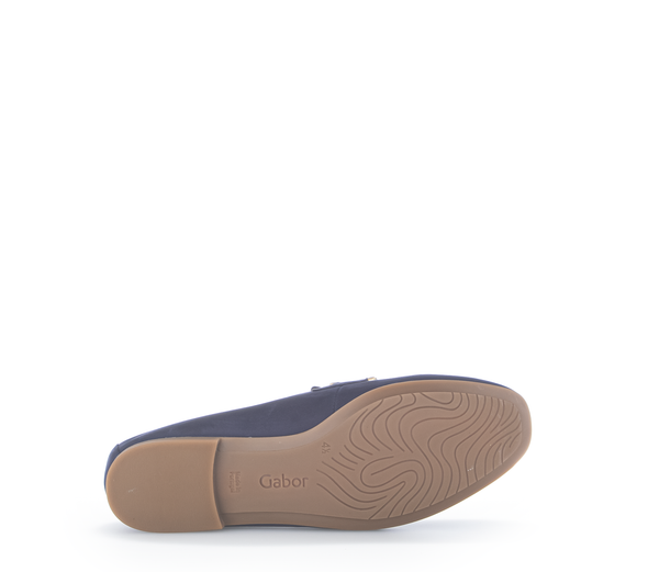 Gabor 25.212.16 Navy Blue Slip On Loafers with Gold Detail
