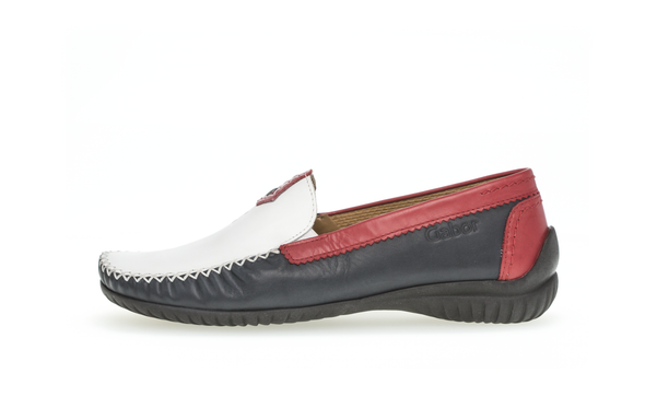 Gabor 26.090.68 Comfort Navy, Red & White Slip On Moccasins