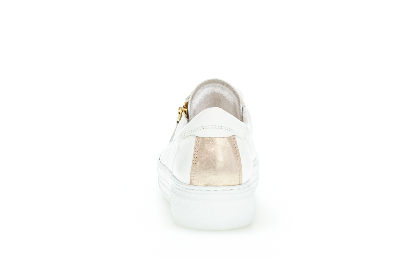 Gabor 26.465.51 Comfort White Sneakers with Gold Detailing & Zip