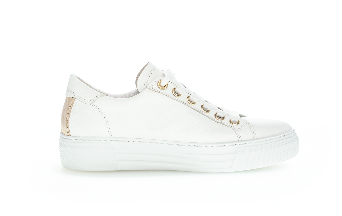 Gabor 26.465.51 Comfort White Sneakers with Gold Detailing & Zip