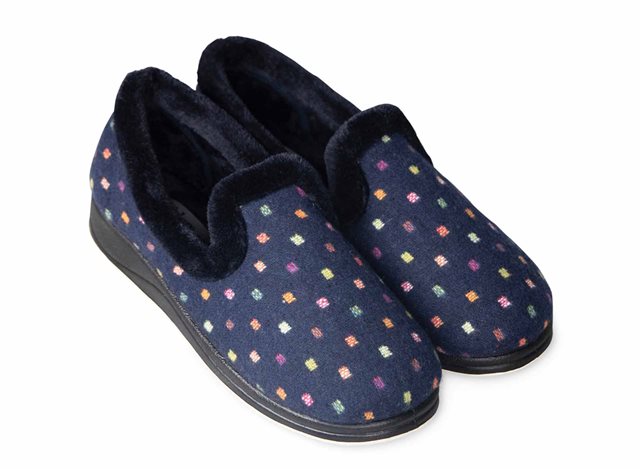 Padders Repose 406/4076 4076 Navy Woven Spot Slippers
