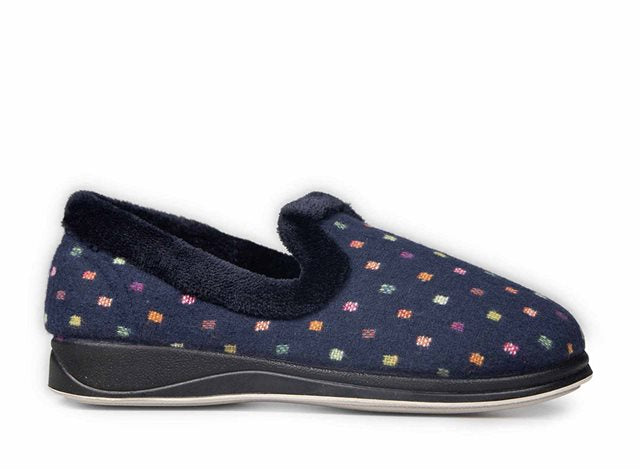 Padders Repose 406/4076 4076 Navy Woven Spot Slippers