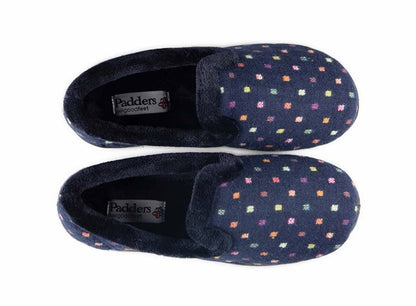 Padders Repose 406/4076 4076 Navy Woven Spot Slippers