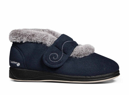 Padders Hush 409/24 Navy Slippers with Grey Fury