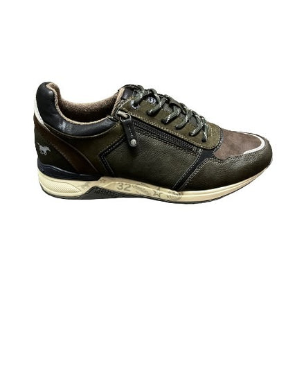 Mustang 4164-303-770 Millitary Dark Green Trainers with Zip