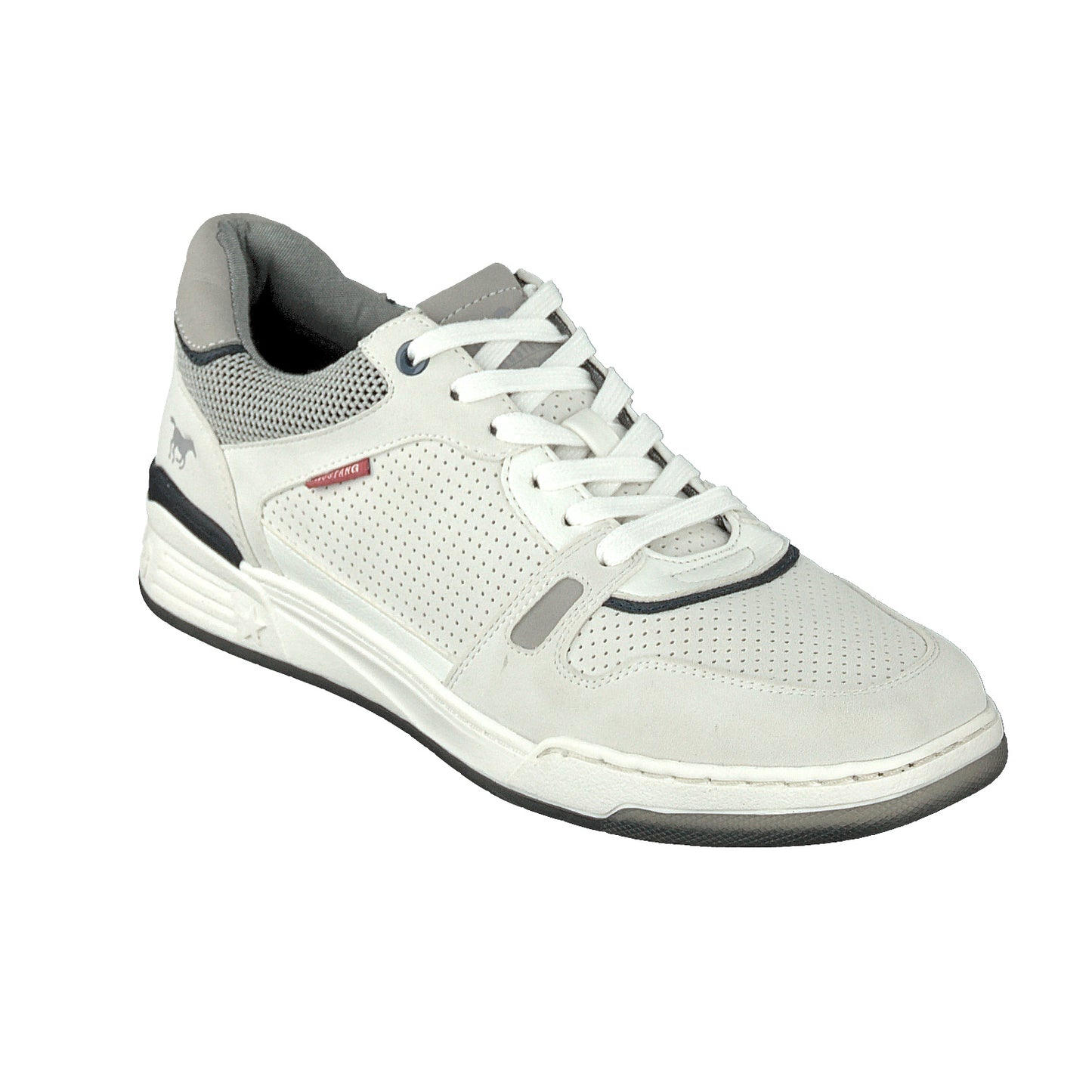 Mustang 4166-301-203 Ice White Lace Sneakers with Perforated Detailing