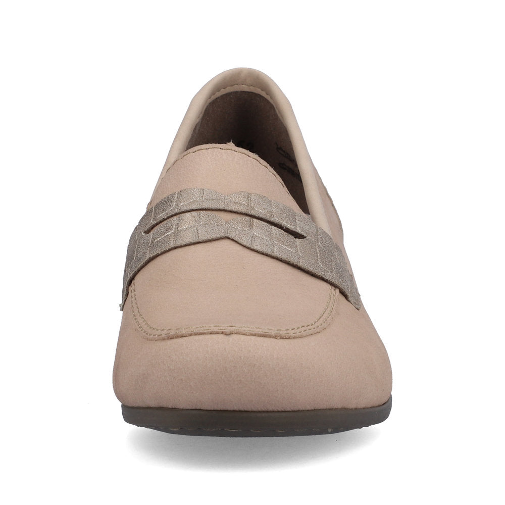 Rieker 41662-62 Beige Slip On Shoes with Block Heel
