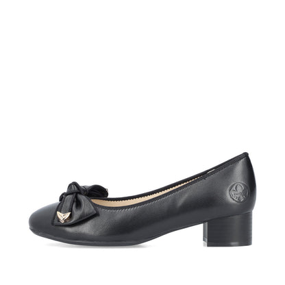Rieker 49264-00 Black Slip On Shoes with Block Heel